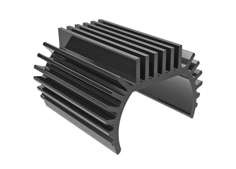 Finned aluminum heat sink for electronic thermal management and cooling of high-power computing components.