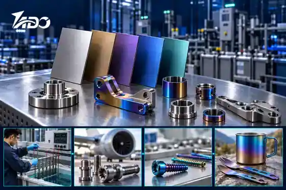 Anodized titanium sheets and precision components with laboratory, aerospace, medical and consumer application examples.